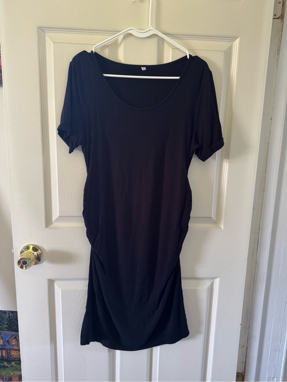 Black Bodycon Maternity Dress Short Sleeve Stretch Size Large